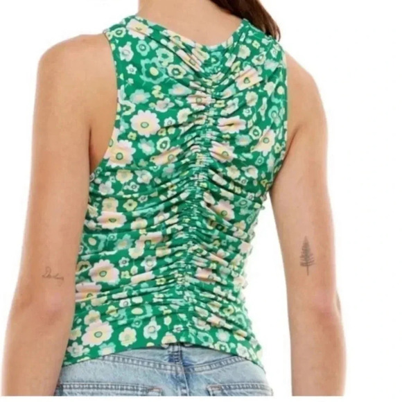 WAYF Floral Ruched Crop Top Size Large - Picture 2 of 5